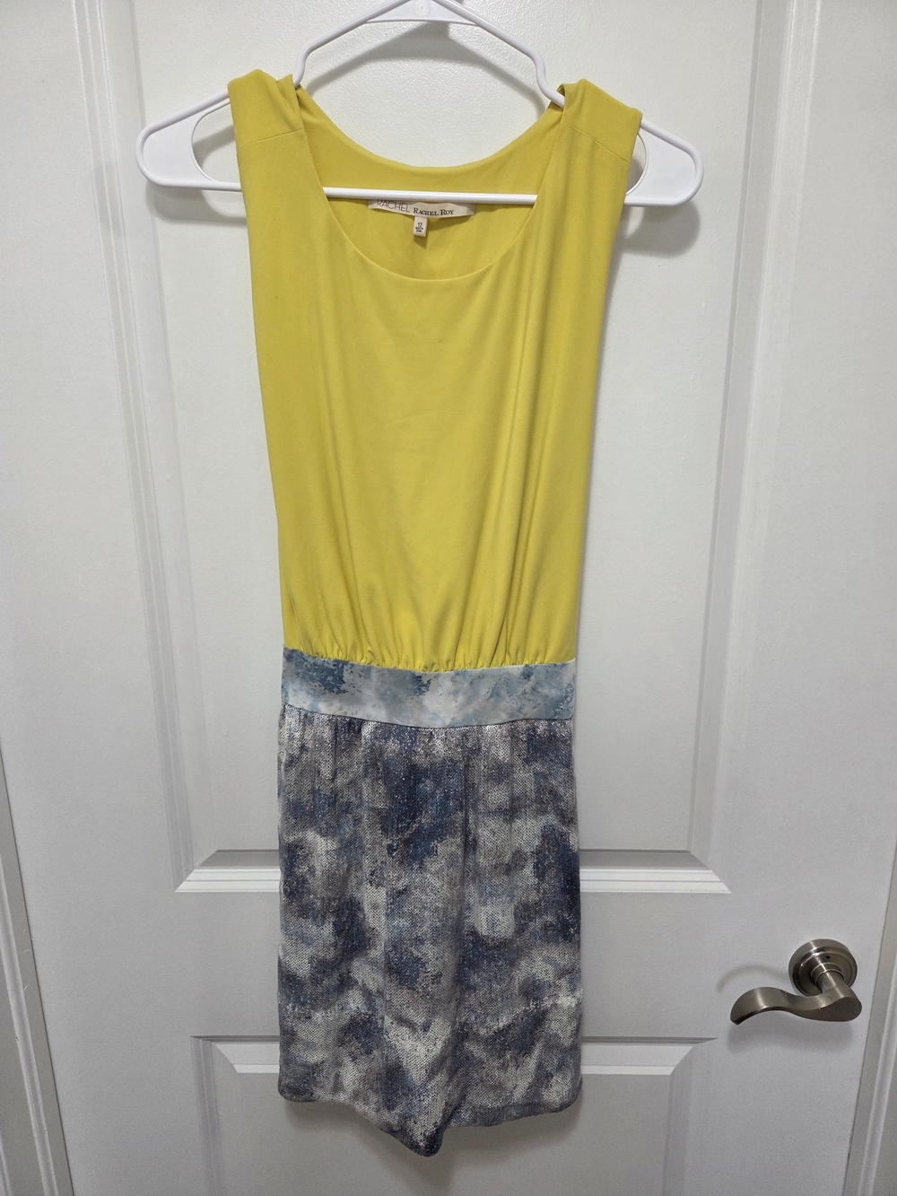RACHEL Rachel Roy Yellow and Blue Asymmetrical Dress